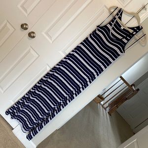 Blue and white stripe maxi dress